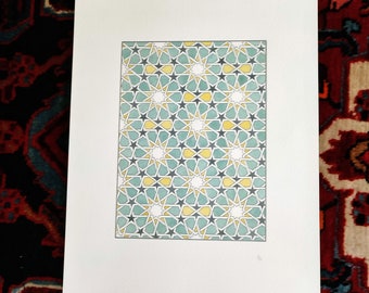 Islamitisch patroon in originele aquarel, eid cadeau, mashrabiya*