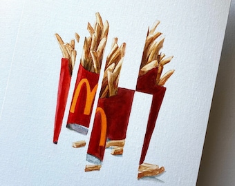 Peinture original des frites, frites McDonald’s, tableau de McDonald’s, art style pop art, minimalist decor de mur, art McDo, art cadeau