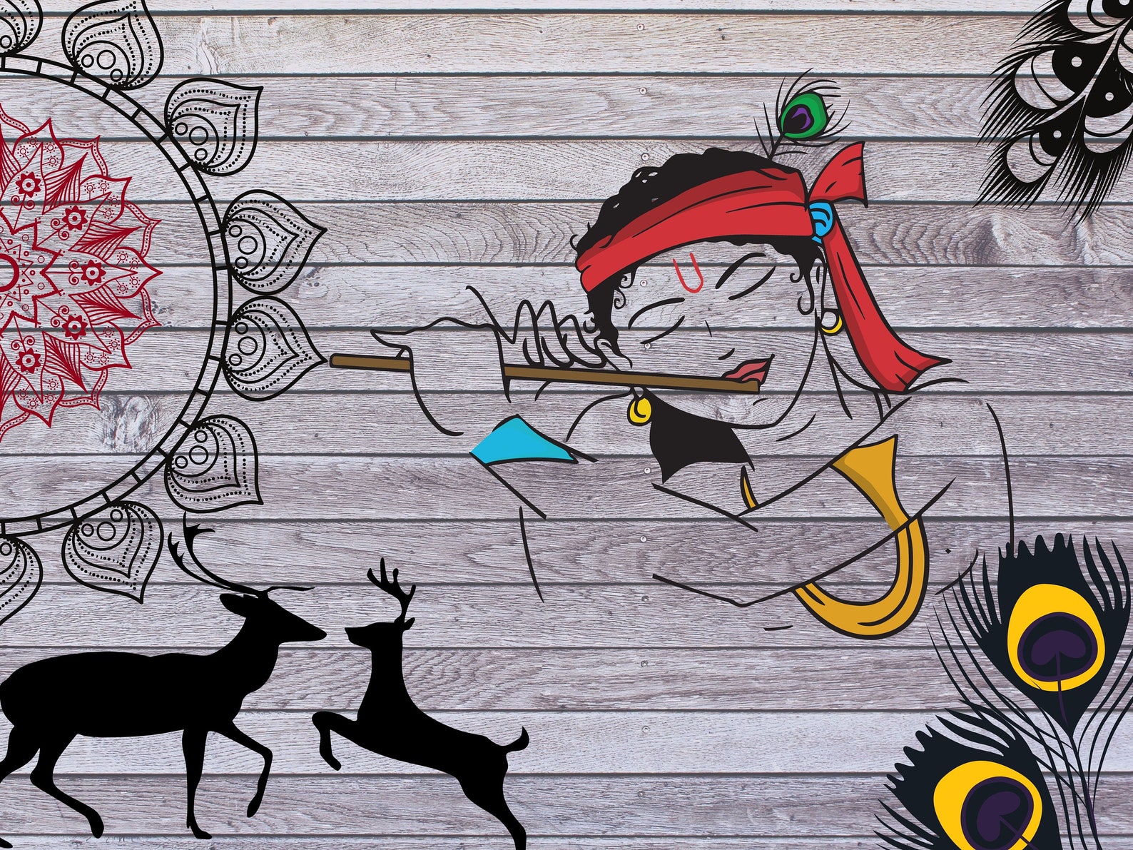 Wall art Krishna Hindu decor | Etsy