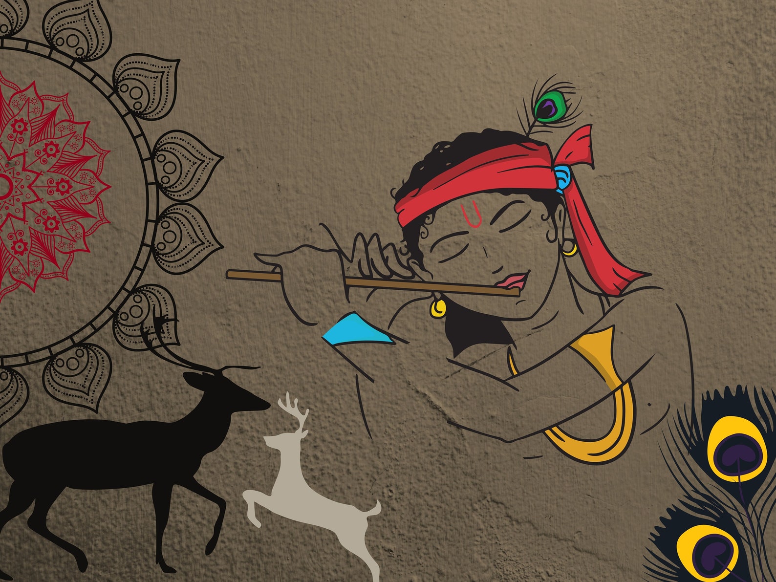 Wall art Krishna Hindu decor | Etsy