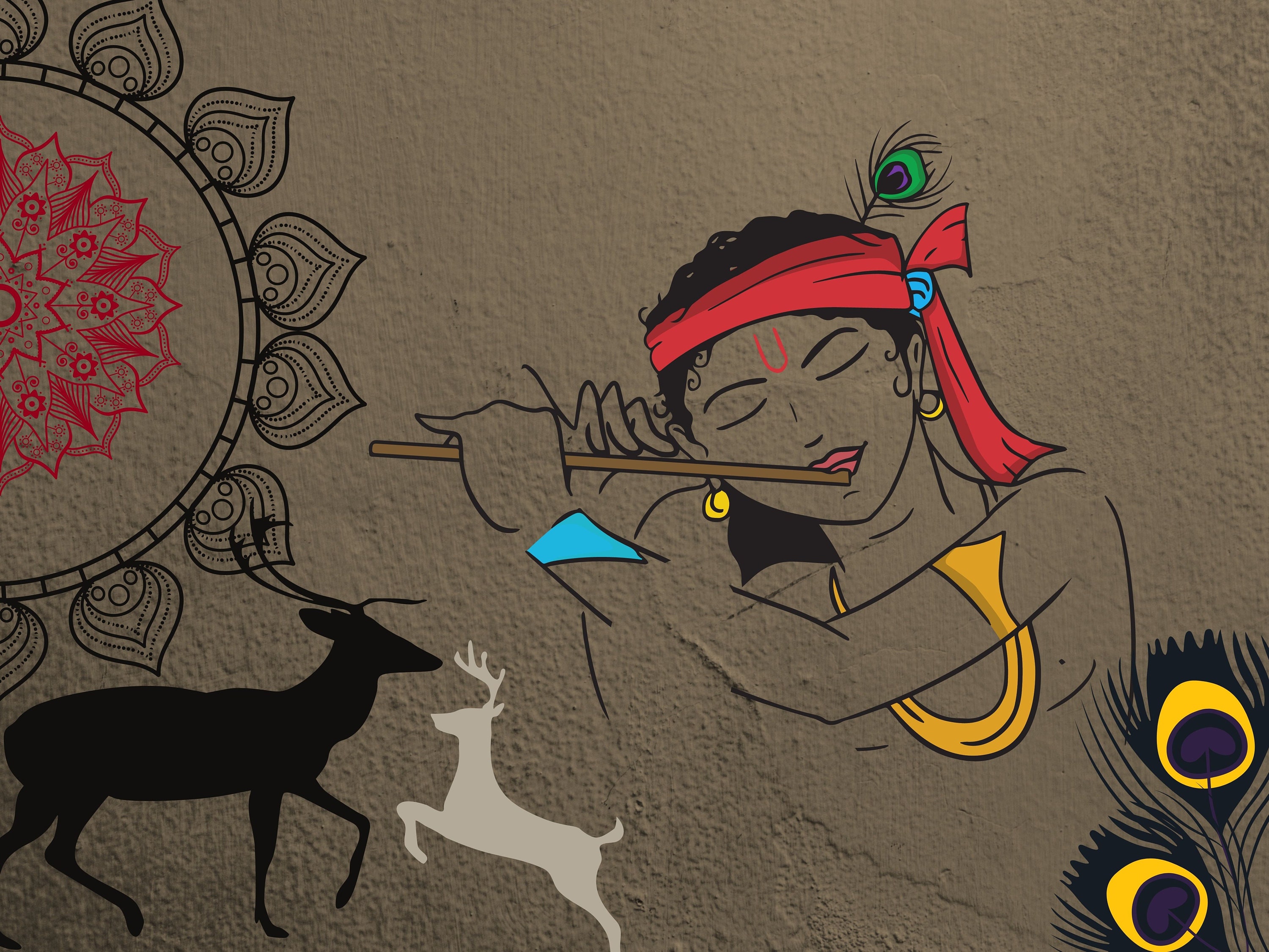 Wall Art Krishna Hindu Decor Etsy UK