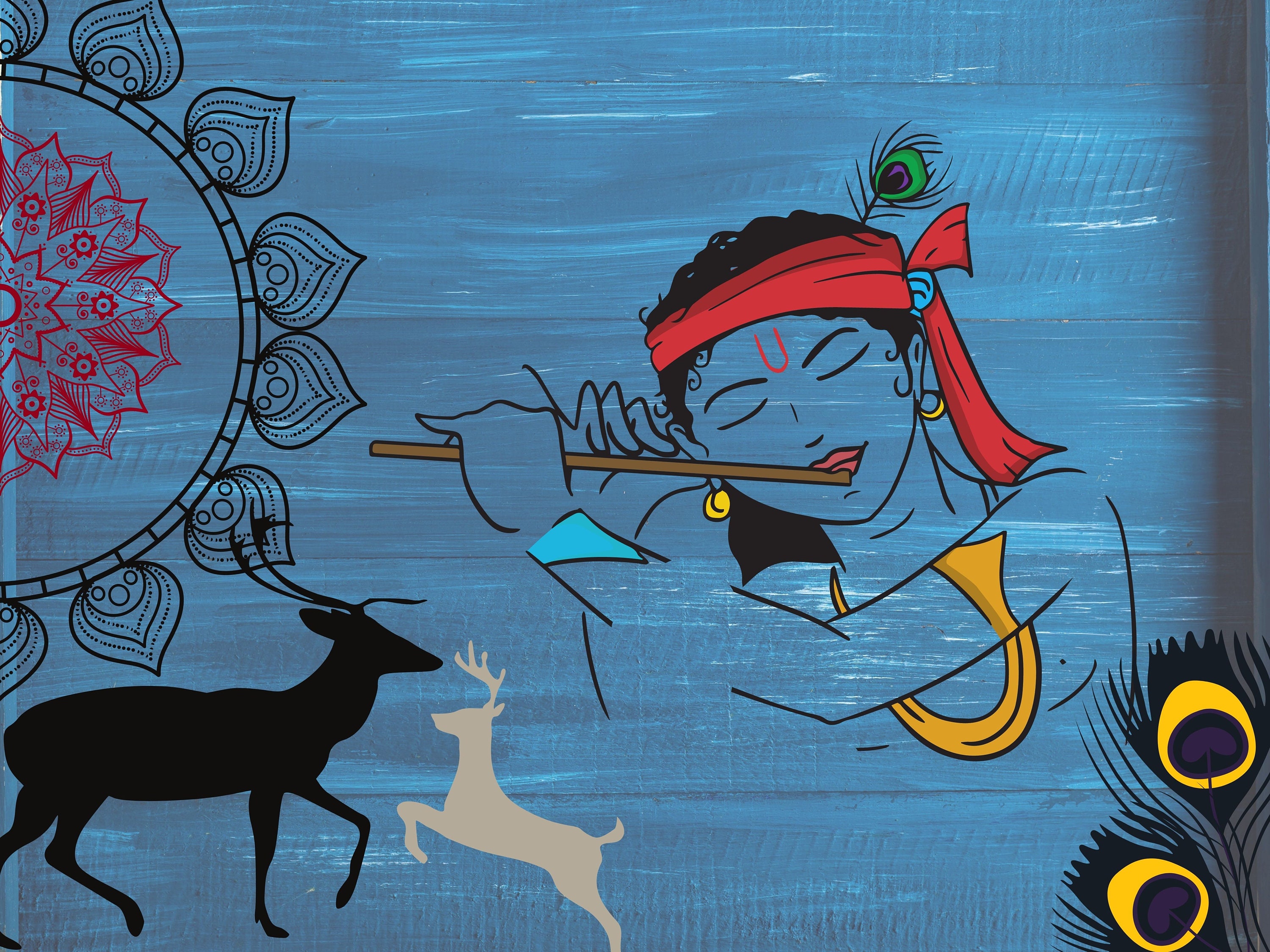 Wall art Krishna Hindu decor | Etsy