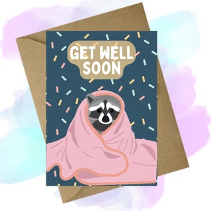 Cartão Raccoon Get Well Soon - Cartão A6