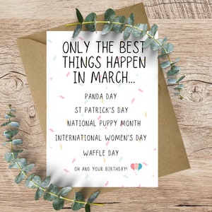 March Birthday - Only the best things happen in March A6 Greeting card