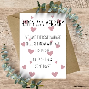Anniversary Card -  I know what you like in bed..... Tea & Toast A6 Greeting Card