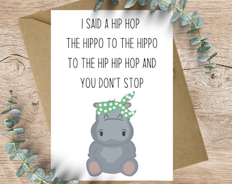 Carte de vœux Hippo Hip Hop A6