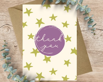 Star Pattern Thank You Card: A6 Greeting Card