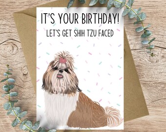 Alison's Animals Funny Shih Tzu Mastiff Dog Lovers Blank Birthday Greeting Card Alison's Animals Funny Shih Tzu Mastiff Dog Lovers Blank Birthday Greeting Card