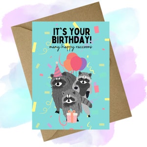 Raccoon Birthday Card - A6 Greeting Card