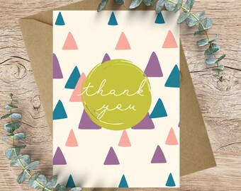 Triangle Pattern Thank You Card: A6 Greeting Card