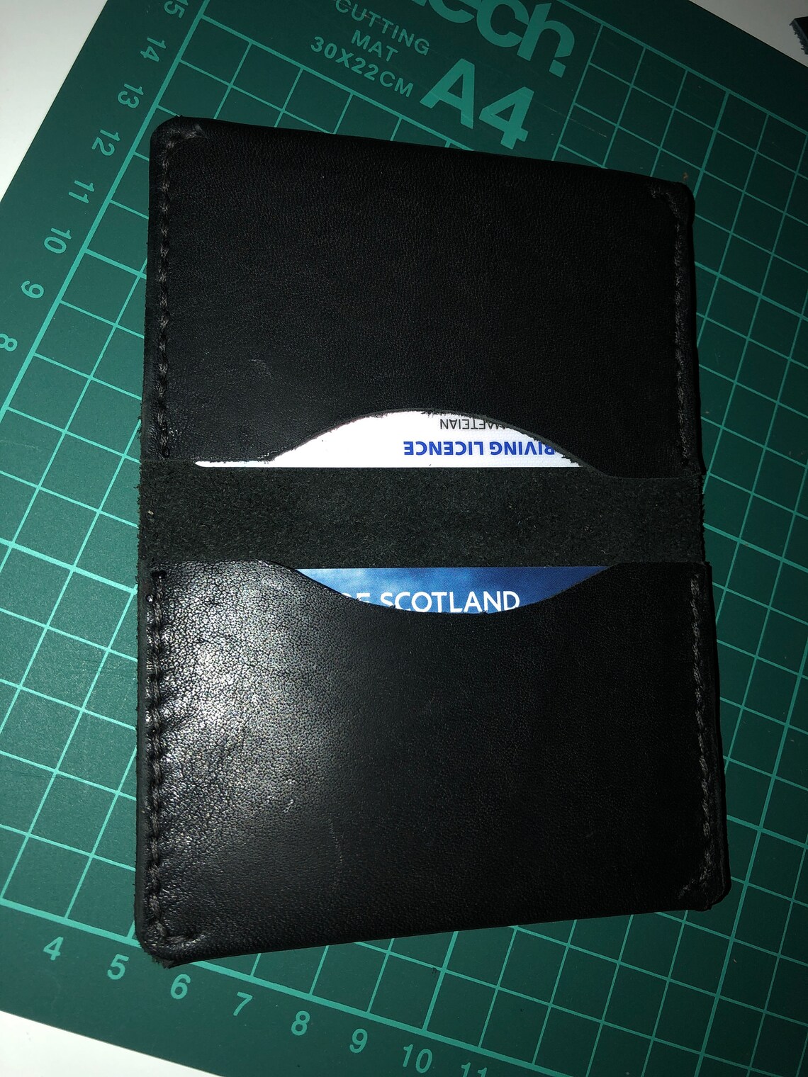 Natural black leather card holder Etsy