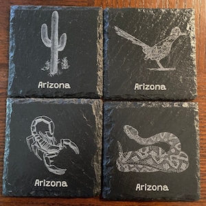 Arizona - Slate Coasters - Set of 4 Custom Laser Engraved