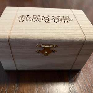 Wood Box Engraved - Dancing Bears - Grateful Dead