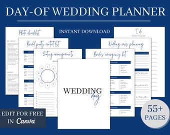 Editable NAVY Day-Of Wedding Planner Personalize Printable Planner Digital Wedding Organizer Day Of Wedding Binder Template Wedding Planner