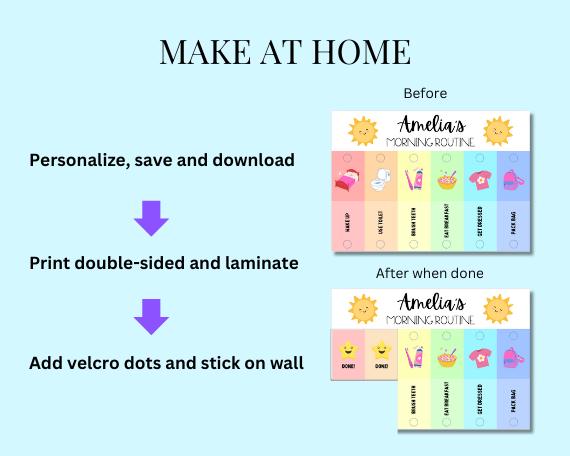 Editable Kid Routine Editable Kids Routine Chart: Visual Schedule, Morning & Evening ...