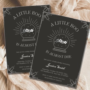 Little Boo Baby Shower Invitation: Gothic Halloween Theme (Digital Download)