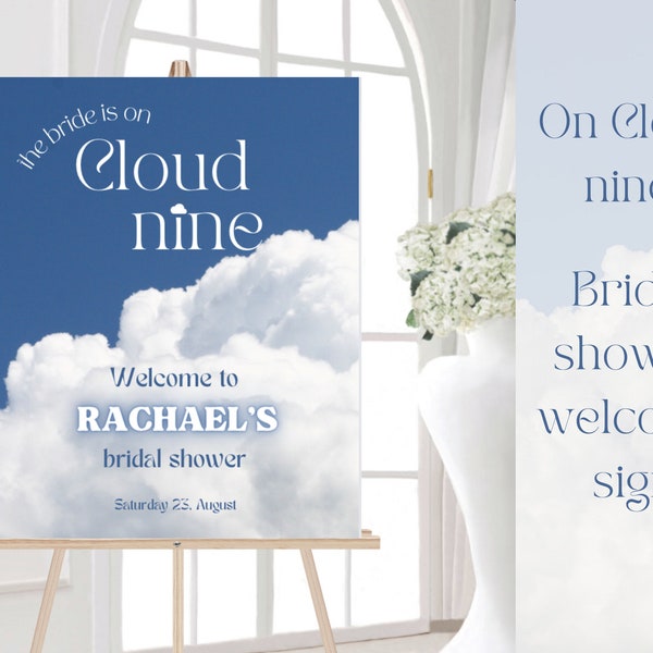 On Cloud Nine Bridal shower welcome sign, Digital bridal shower welcome sign, she said yes, on cloud 9 welcome sign, bridal shower themes