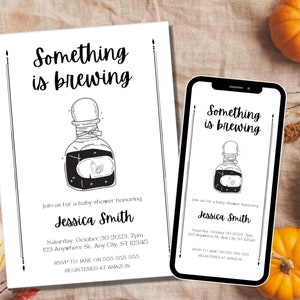 Halloween Baby Shower Invitation: Gothic Ghost Theme (Digital Download)