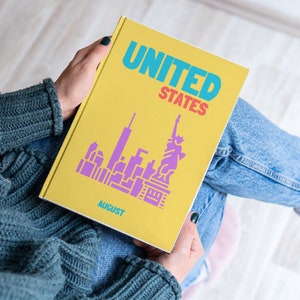 AMERICA Aesthetic Travel Coffee Table Photo Book Template Personalized Photo Book Cover Template Travel Photobook DIY Coffee Table Book Map