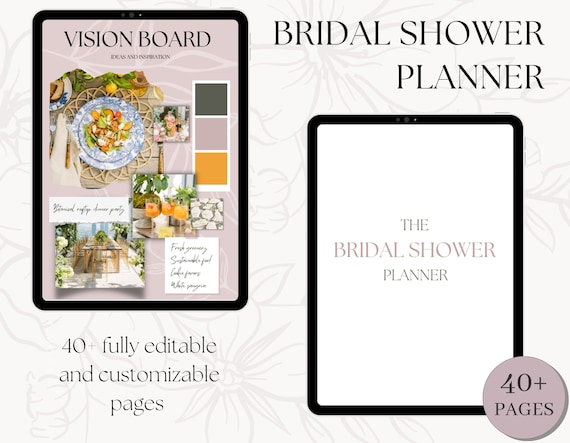 Bridal Shower Planner: 40+ Editable Pages, Bridesmaid Organizer (Digital Printable)