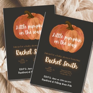 Pumpkin Baby Shower Invitation: Autumn Fall Invite (Digital Download)