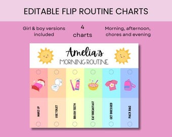 Editable Kids Routine Chart: Visual Schedule, Morning & Evening (Digital Download)