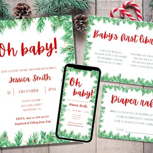 Fête prénatale d'hiver Fête prénatale de décembre Fête prénatale de décembre Fête prénatale de Noël Invitation baby shower numérique Evite