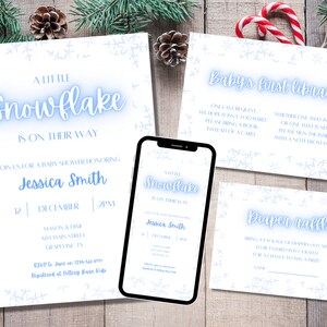 Baby shower de décembre Baby shower de flocon de neige Invitation de baby shower de Noël Baby shower d'hiver Baby shower de Noël Petit flocon de neige