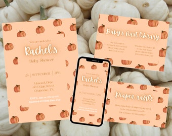 Fall Baby Shower Autumn Shower Pumpkin Invite Halloween Invite Halloween Shower Invitation Rustic fall Shower Pumpkin Baby Shower Invitation