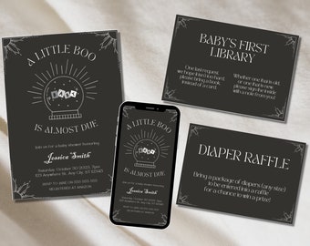 Little Boo Halloween Baby Shower Invitation Bundle (Digital Download)