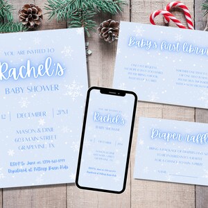 Baby shower de Noël Baby shower de décembre Invitation de baby shower de flocon de neige Baby shower d'hiver Baby Shower Evite petit flocon de neige pour bébé
