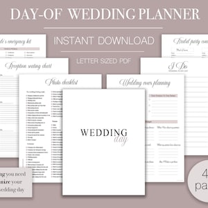 Day-Of Wedding Planner, Printable Planner, Digital Wedding Organiser Day Of Wedding Binder Template Wedding Planner Kit Instant download