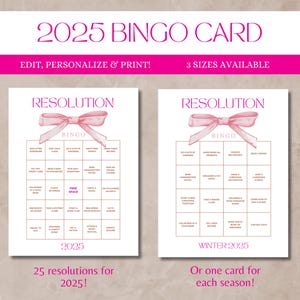 Printable Glow Up Bingo Card 2025 Bingo Card New Year's Resolutions Tracker Manifestation Bingo Goals, 2025 Vision Board New Year Party Game