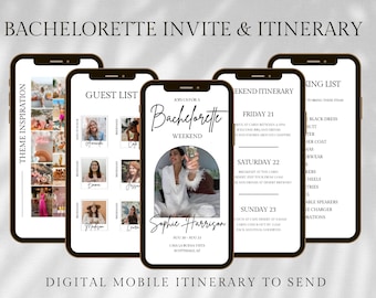 Minimalist Bachelorette Itinerary & Invitation: Editable Canva Template (Digital Download)