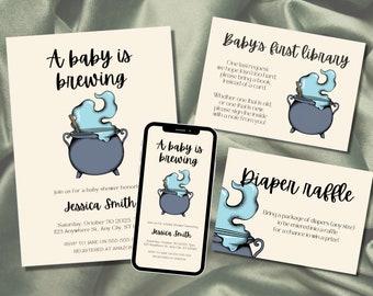 Paquete de invitaciones para baby shower de Halloween: "Bebé en desarrollo" (descarga digital)