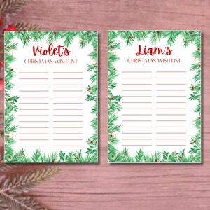 Weihnachtswunschliste Vorlage, personalisierte Kinder Weihnachtswunschliste, Weihnachtsgeschenk Wunschliste DIY bearbeitbare Feiertagswunschliste Weihnachtswunschliste