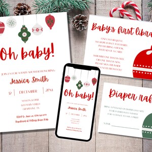 Invitation baby shower d'hiver Invitation baby shower de décembre Baby shower de Noël Eviter une baby shower numérique Suite de douche d'invitation pour baby shower