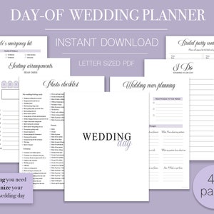 LILAC Day-Of Wedding Planner, Printable Planner Digital Wedding Organiser Day Of Wedding Binder Template Wedding Planner Instant download