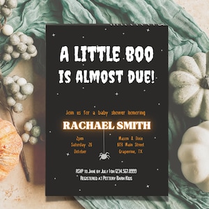 Little Boo Baby Shower Invitation Ghost Baby Shower Little Boo Shower Halloween Invite, Halloween Shower Invitation Gothic Baby Shower