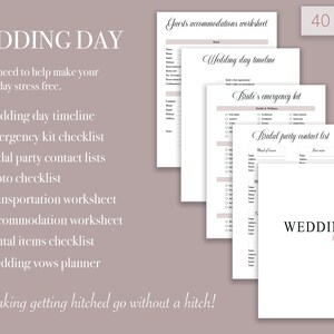 Day-of Wedding Planner, Printable Planner, Digital Wedding Organiser ...