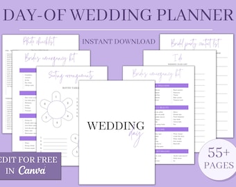 Editable LILAC Day-Of Wedding Planner Personalize Printable Planner Digital Wedding Organizer Day Of Wedding Binder Template Wedding Planner