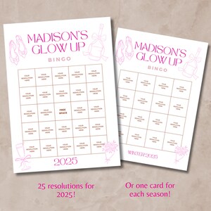 Glow Up Bingo Card Editable 2025 Bingo Card New Year's Resolutions Tracker Manifestation Bingo Goals, 2025 Vision Board New Year Party Game