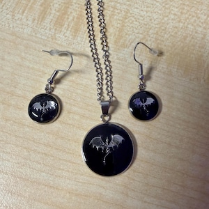 Schmuck Set Halskette Ohrringe Drachen
