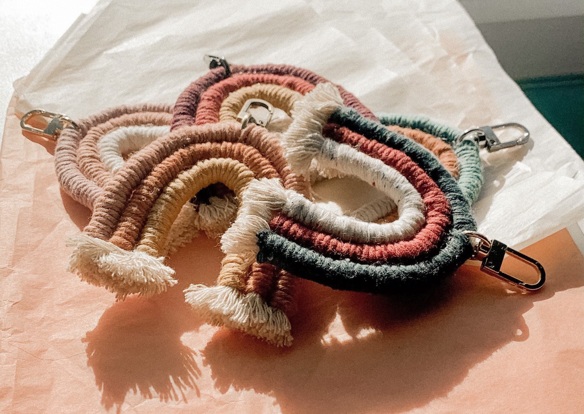 Handmade Macrame Rainbow Keychain Etsy