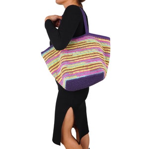Bunte häkeln Netztasche, häkeln Umhängetasche, Handgestrickte Strandtasche, handgemachte bunte Frauentasche, Muttertag Geschenk