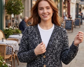 Hand Knit Women Cardigan, Cozy Chunky Knit Sweater, Casual Fall Winter Cardigan