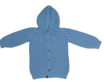 Handgestrickte Baby Strickjacke mit Kapuze Weiß Hoodie Baby Pullover Strickjacke 4 Jahre alt