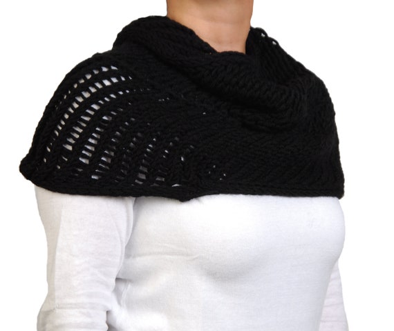 Buy Hand Knit Black Women Scarf Wool Acrylic Chunky Unisex