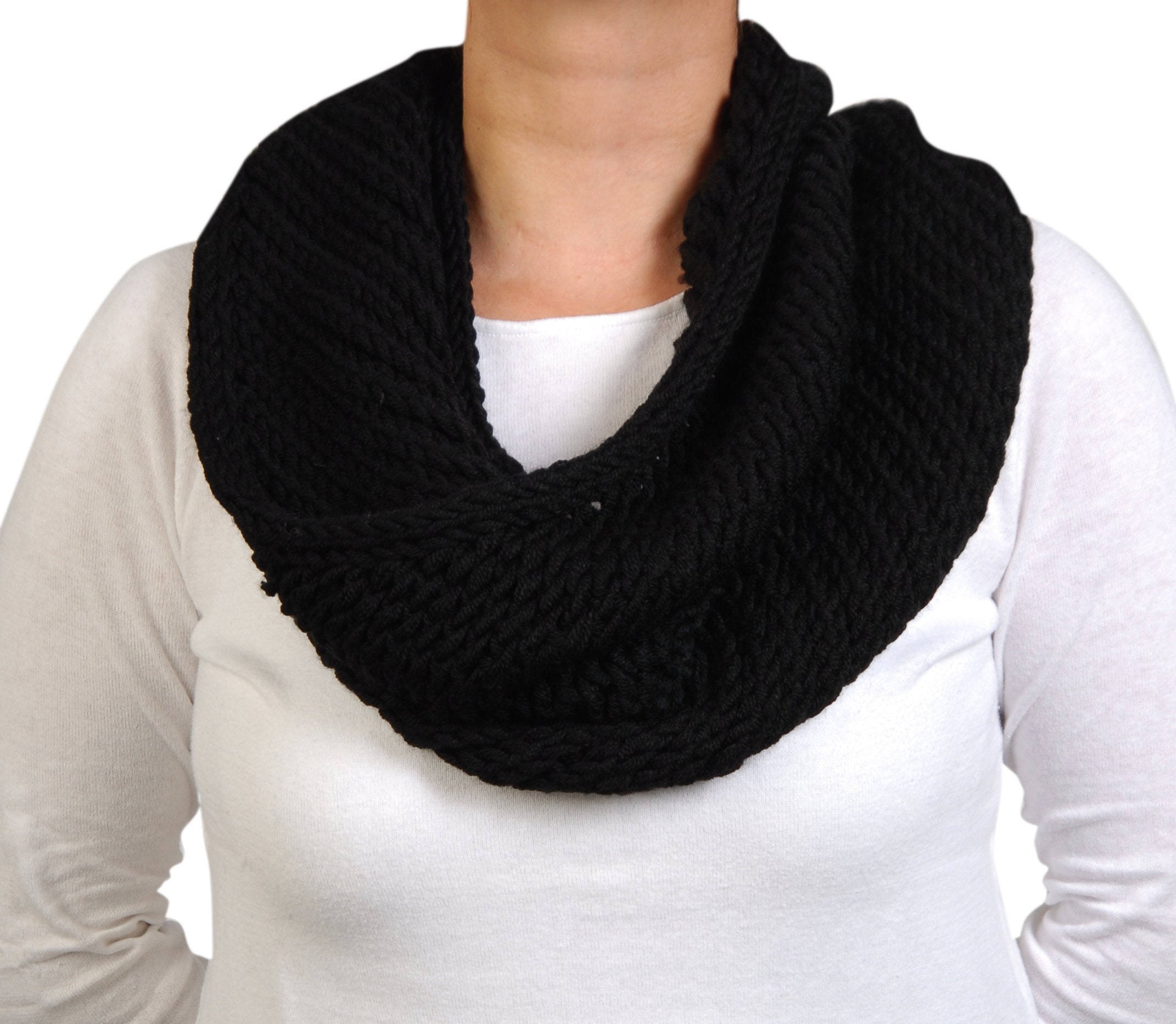 Écharpe Femme En Laine & Acrylique Noire - Occasion Très Bon État (TBE)