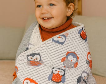 Hand Knit Gray Baby Blanket: Soft Anti-Pilling Yarn, Cotton Back